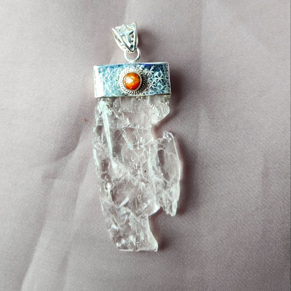 KUNZITE PENDANT WITH SUNSTONE